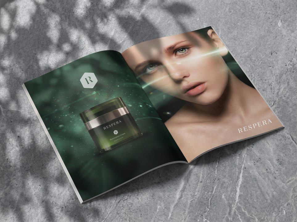 Respera skincare product line styled for retail