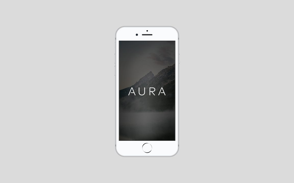 Aura product packaging box design with minimal branding and product photography