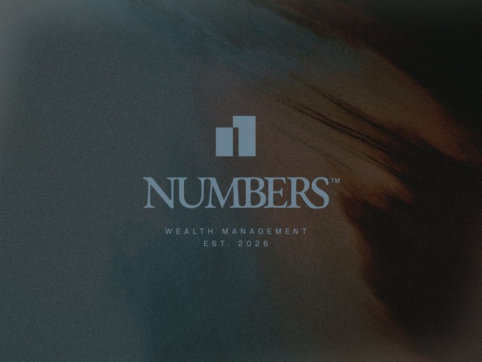 Numbers Wealth Management wordmark and symbol over a dark, blurred texture